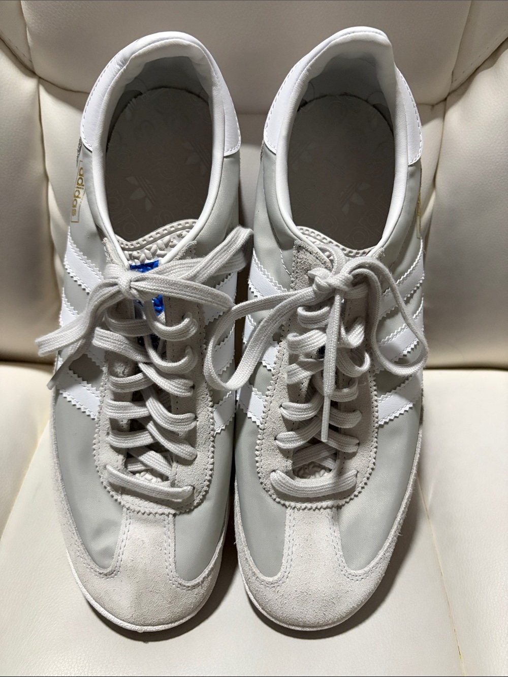 adidas White and Light Gray Classic Low-Top Sneakers